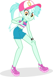 Size: 865x1250 | Tagged: safe, artist:punzil504, lyra heartstrings, equestria girls, g4, i'm on a yacht, my little pony equestria girls: better together, belly button, cap, clothes, clothes swap, female, hat, midriff, ponytail, shoes, shorts, simple background, sleeveless, smiling, solo, transparent background, vector, watch, wristwatch