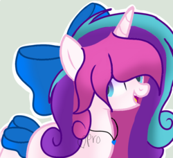 Size: 768x701 | Tagged: safe, artist:mlpcotton-candy-pone, oc, oc only, oc:magical melody, pony, unicorn, bow, female, hair bow, mare, solo, tail bow