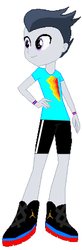 Size: 880x2684 | Tagged: safe, artist:jawsandgumballfan24, rumble, equestria girls, g4, clothes, equestria girls-ified, male, shirt, shoes, shorts, sneakers, solo, t-shirt, wristband