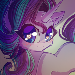 Size: 2048x2048 | Tagged: safe, artist:chaosangeldesu, starlight glimmer, pony, unicorn, g4, anime eyes, blushing, cute, eyelashes, female, floppy ears, glimmerbetes, heart eyes, high res, looking at you, mare, smiling, solo, wingding eyes