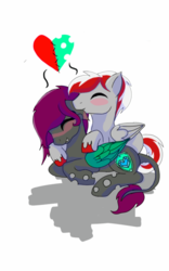 Size: 506x810 | Tagged: safe, artist:jinx-the-changling, oc, oc:jinx the changling, oc:knight fire, pony, shipping