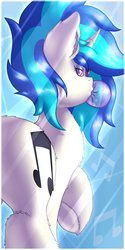 Size: 1200x2400 | Tagged: safe, artist:shad0w-galaxy, dj pon-3, vinyl scratch, pony, unicorn, g4, bubblegum, butt, female, food, gum, looking at you, looking back, looking back at you, mare, plot, raised hoof, solo, underhoof