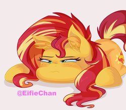 Size: 3000x2600 | Tagged: safe, artist:katakiuchi4u, sunset shimmer, pony, unicorn, g4, ear fluff, faic, female, freckles, frown, high res, mare, missing horn, peppered bacon, simple background, solo, white background