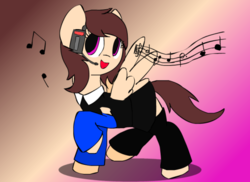 Size: 540x393 | Tagged: safe, artist:ask-star-singer, artist:star-singer, oc, oc only, oc:night rose, pony, clothes, music notes, solo