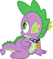 Size: 2144x2378 | Tagged: safe, artist:cloudy glow, edit, editor:slayerbvc, vector edit, spike, spike the regular dog, dragon, equestria girls, g4, dragon dog spike, dragonified, equestria girls dragonified, high res, looking back, male, simple background, solo, species swap, spike is a pet, spike's dog collar, transparent background, vector