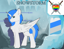 Size: 5968x4542 | Tagged: safe, artist:beardie, oc, oc only, oc:snowstorm, alicorn, pony, absurd resolution, alicorn oc, commission, male, reference sheet, tall
