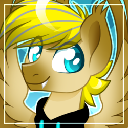 Size: 500x500 | Tagged: safe, artist:sickly-sour, oc, oc only, oc:tacopone, pegasus, pony, blonde, blue eyes, clothes, commission, ear tufts, fangs, hoodie, icon, spread wings, wings