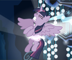 Size: 1129x941 | Tagged: safe, screencap, mean twilight sparkle, tree of harmony, pony, g4, the mean 6, clone, cropped, female, spread wings, trapped, wings