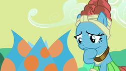 Size: 640x360 | Tagged: safe, screencap, meadowbrook, pony, a health of information, g4, cute, female, flower, meadowcute, solo, thinking, wondering