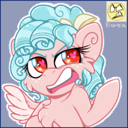 Size: 512x512 | Tagged: safe, artist:esmeia, cozy glow, pegasus, pony, g4, cheek fluff, chest fluff, emoji, female, filly, heart eyes, solo, starry eyes, wingding eyes