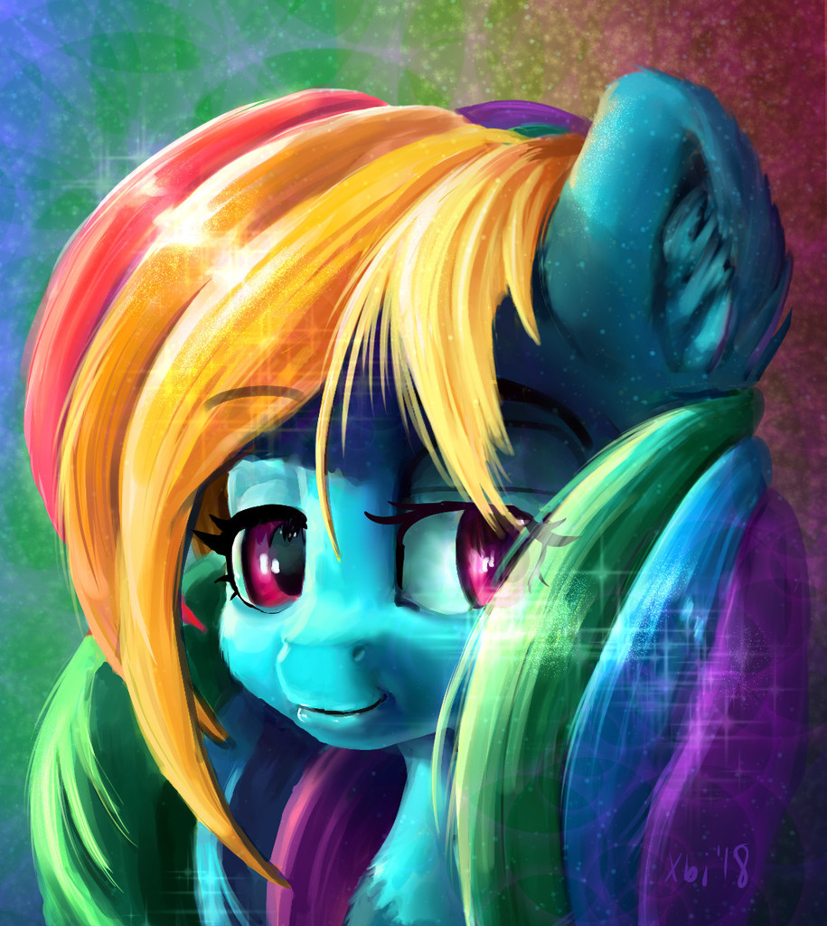 Safe Artist Xbi Rainbow Dash Pony Bust Color Porn Female Looking At You