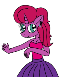 Size: 870x1080 | Tagged: safe, artist:徐詩珮, oc, oc:betty pop, unicorn, anthro, g4, my little pony: the movie, anthro oc, clothes, dress, magical lesbian spawn, next generation, offspring, parent:glitter drops, parent:tempest shadow, parents:glittershadow, simple background, transparent background