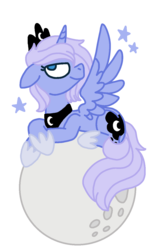 Size: 800x1280 | Tagged: safe, artist:sandwichbuns, princess luna, pony, g4, female, moon, simple background, solo, tangible heavenly object, transparent background