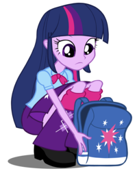 Size: 5000x6255 | Tagged: safe, artist:twilirity, twilight sparkle, equestria girls, g4, my little pony equestria girls, absurd resolution, backpack, bow, bowtie, clothes, cute, female, leg warmers, pleated skirt, shoes, simple background, skirt, solo, transparent background, updated, vector