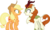 Size: 4988x3000 | Tagged: safe, artist:cloudy glow, applejack, autumn blaze, earth pony, kirin, pony, g4, my little pony: friendship is magic, sounds of silence, .ai available, applejack's hat, clothes, cloven hooves, colored hooves, cowboy hat, duo, female, freckles, hat, looking at each other, mare, simple background, transparent background, vector