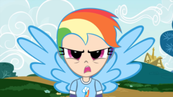 Size: 1920x1080 | Tagged: safe, artist:skill:draw, screencap, rainbow dash, human, g4, humanized, open mouth, winged humanization, wings