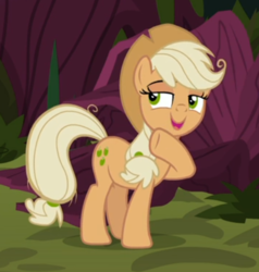 Size: 467x491 | Tagged: safe, screencap, mean applejack, pony, g4, the mean 6, clone, cropped, female, lidded eyes, open mouth, underhoof