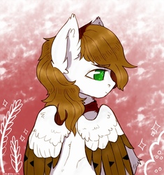 Size: 568x604 | Tagged: safe, artist:cherry_kotya, oc, oc only, pony, bandana, simple background, solo, wings