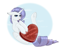 Size: 1300x1000 | Tagged: safe, artist:evlass, rarity, pony, unicorn, g4, commission, female, holiday, looking at you, simple background, solo, underhoof, valentine's day, ych example, your character here