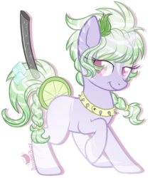 Size: 787x932 | Tagged: safe, artist:mallowglitz, oc, oc only, oc:mojito, original species, closed species, cocktail colt, female, mare, simple background, solo, transparent background