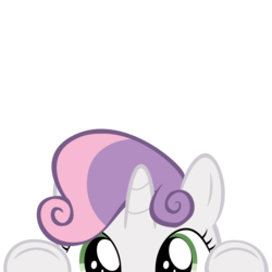 Size: 10000x10000 | Tagged: safe, artist:ace play, part of a set, sweetie belle, pony, unicorn, g4, absurd resolution, cute, diasweetes, female, filly, mrkat7214's "i see you" pony, peeking, simple background, solo, soon, transparent background, underhoof, vector