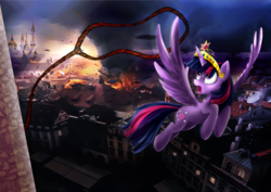 Size: 4092x2893 | Tagged: safe, artist:l1nkoln, twilight sparkle, alicorn, pony, g4, big crown thingy, canterlot, canterlot castle, context is for the weak, element of magic, fanfic art, female, fire, jewelry, lasso, regalia, rope, solo, twilight sparkle (alicorn)