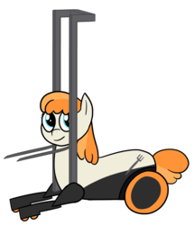 Size: 3928x4561 | Tagged: safe, artist:czu, oc, oc only, oc:forky, object pony, original species, amputee, female, forklift, i can't believe it's not badumsquish, mare, ponified, quadruple amputee, solo