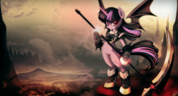 Size: 1980x1080 | Tagged: safe, artist:vipeydashie, edit, twilight sparkle, alicorn, bat pony, bat pony alicorn, semi-anthro, g4, arm hooves, bat ponified, race swap, twibat, twilight sparkle (alicorn), wallpaper, wallpaper edit