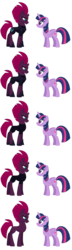 Size: 4353x15049 | Tagged: safe, artist:ejlightning007arts, fizzlepop berrytwist, tempest shadow, twilight sparkle, alicorn, pony, unicorn, g4, absurd resolution, armor, eye scar, female, lesbian, mare, scar, ship:tempestlight, shipping, side by side, simple background, transparent background, twilight sparkle (alicorn), vector