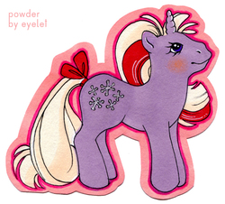 Size: 700x634 | Tagged: safe, artist:heyeyelet, powder, pony, unicorn, g1, bow, female, solo, tail bow