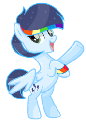 Size: 400x561 | Tagged: safe, artist:sunsetlicious, oc, oc only, oc:rainbow thunder, pegasus, pony, female, mare, offspring, parent:rainbow dash, parent:soarin', parents:soarindash, rearing, simple background, solo, transparent background