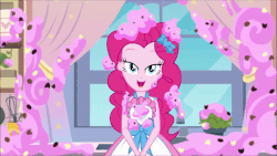 Size: 600x338 | Tagged: safe, screencap, pinkie pie, equestria girls, equestria girls series, g4, the craft of cookies, spoiler:eqg series (season 2), animated, bedroom eyes, female, food, frosting, gif, stupid sexy pinkie