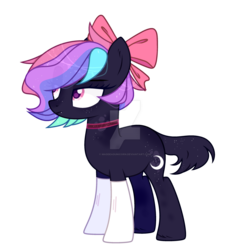 Size: 1280x1279 | Tagged: safe, artist:maddeadunicorn, oc, oc only, unnamed oc, earth pony, pony, bow, clothes, deviantart watermark, eyelashes, fangs, female, freckles, hair bow, lidded eyes, looking away, mare, obtrusive watermark, simple background, solo, transparent background, watermark