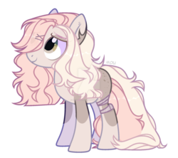 Size: 1280x1138 | Tagged: safe, artist:maddeadunicorn, oc, oc only, unnamed oc, earth pony, pony, deviantart watermark, female, looking up, mare, missing cutie mark, obtrusive watermark, pink mane, simple background, smiling, solo, standing, transparent background, watermark