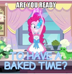 Size: 720x739 | Tagged: safe, edit, edited screencap, screencap, pinkie pie, equestria girls, equestria girls series, g4, the craft of cookies, spoiler:eqg series (season 2), bad time, meme, pun, sans (undertale), undertale, why, xk-class end-of-the-kitchen scenario