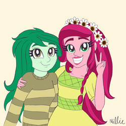 Size: 1280x1280 | Tagged: safe, artist:spunky-sparkle, gloriosa daisy, wallflower blush, equestria girls, g4, my little pony equestria girls: better together, looking at you