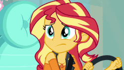 Size: 800x450 | Tagged: safe, screencap, sunset shimmer, driving miss shimmer, equestria girls, equestria girls series, g4, animated, cute, driving miss shimmer: fluttershy, excited, female, geode of empathy, gif, happy, magical geodes, oh my gosh, pleased, shimmerbetes, solo