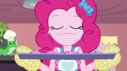 Size: 800x450 | Tagged: safe, edit, edited edit, edited screencap, screencap, pinkie pie, equestria girls, g4, my little pony equestria girls: better together, the craft of cookies, :3, animated, apron, baking, baking sheet, clothes, cute, diapinkes, faic, female, gif, oven mitts, party soft