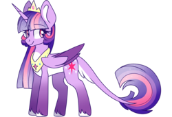 Size: 2963x2023 | Tagged: safe, artist:cinnamontee, twilight sparkle, alicorn, pony, g4, alternate design, cloven hooves, colored hooves, colored wings, concave belly, female, high res, jewelry, leonine tail, mare, pale belly, regalia, simple background, smiling, solo, transparent background, twilight sparkle (alicorn), unshorn fetlocks