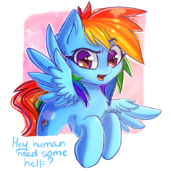 Size: 2048x2048 | Tagged: safe, artist:chaosangeldesu, rainbow dash, pegasus, pony, g4, cute, dashabetes, dreamworks face, eyebrows, eyebrows visible through hair, female, high res, looking at you, mare, open mouth, solo, spread wings, wings