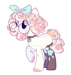 Size: 1280x1341 | Tagged: safe, artist:maddeadunicorn, oc, oc only, oc:yumiko, earth pony, pony, bow, choker, clothes, deviantart watermark, female, glasses, hair bow, mare, obtrusive watermark, simple background, socks, solo, transparent background, watermark