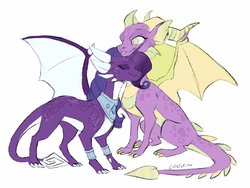 Size: 2048x1544 | Tagged: safe, rarity, spike, dragon, g4, crossover, cynder, cynderity, cynderspike, dragoness, dragonified, duo, eyes closed, female, fusion, male, older, older spike, quadrupedal spike, raridragon, ship:sparity, shipping, simple background, species swap, spykero, spynder, spyro the dragon, spyro the dragon (series), straight, the legend of spyro, white background, winged spike, wings