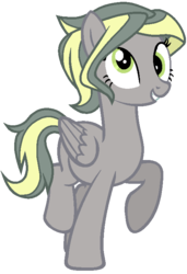 Size: 497x726 | Tagged: safe, artist:otakuchicky1, oc, oc only, pegasus, pony, derp, female, mare, offspring, parent:derpy hooves, parent:doctor caballeron, simple background, solo, transparent background