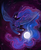 Size: 1600x1938 | Tagged: safe, artist:mequiloano, princess luna, alicorn, pony, g4, ethereal tail, female, flying, mare, moon, smiling, solo, space, stars