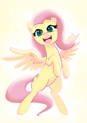 Size: 1280x1810 | Tagged: safe, artist:gintoki23, fluttershy, pegasus, pony, g4, cute, female, happy, looking at you, mare, open mouth, shyabetes, smiling, solo, spread wings, wings