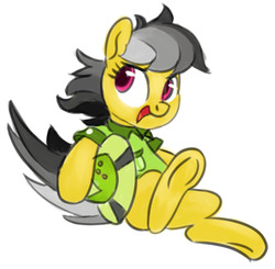 Size: 1280x1254 | Tagged: safe, artist:aemuhn, daring do, pegasus, pony, g4, atg 2018, bottomless, clothes, cute, daring dorable, female, hat, mare, newbie artist training grounds, open mouth, simple background, solo, underhoof, white background