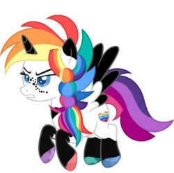 Size: 1408x1400 | Tagged: safe, artist:ponkus, oc, oc only, oc:hearts desire, alicorn, pony, base used, female, mare, multicolored hair, rainbow alicorn, solo