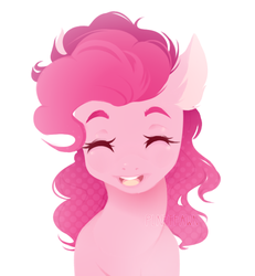 Size: 617x669 | Tagged: safe, artist:plnetfawn, pinkie pie, earth pony, pony, g4, cute, diapinkes, ear fluff, eyes closed, female, open mouth, simple background, solo, white background