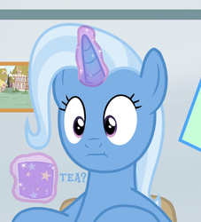 Size: 1081x1189 | Tagged: safe, artist:pizzamovies, edit, trixie, pony, unicorn, g4, marks for effort, female, i mean i see, magic, mare, picture frame, solo, telekinesis, text, text edit, vector