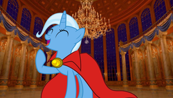 Size: 5640x3184 | Tagged: safe, artist:disneymarvel96, trixie, pony, g4, beauty and the beast, brooch, cape, clothes, disney